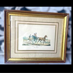 Antique Austrian Carriage Lithograph – Framed Art “Das Caricle”